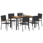 Conjunto de Comedor de Jardín 7 pcs Negro y Madera