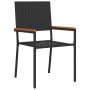 Conjunto de Comedor de Jardín 7 pcs Negro y Madera