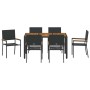 Conjunto de Comedor de Jardín 7 pcs Negro y Madera