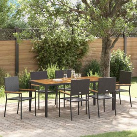 Conjunto de Comedor de Jardín 7 pcs Negro 190 x 90 x 75 cm