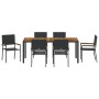 Conjunto de Comedor de Jardín 7 pcs Negro 190 x 90 x 75 cm