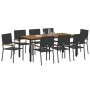 Conjunto de Comedor de Jardín 9 pcs Negro y Marrón