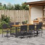 Conjunto de Comedor de Jardín 9 pcs Negro y Marrón