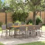 Conjunto de Comedor de Jardín 9 pcs Gris 190 x 90 x 75 cm