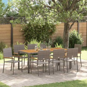 Conjunto de Comedor de Jardín 9 pcs Gris 190 x 90 x 75 cm