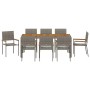 Conjunto de Comedor de Jardín 9 pcs Gris 190 x 90 x 75 cm
