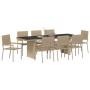 Conjunto de Comedor de Jardín 9 pcs Beige Poliratán