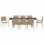 Conjunto de Comedor de Jardín 9 pcs Beige Poliratán