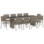 Conjunto de Comedor de Jardín 11 pcs Gris Poliratán