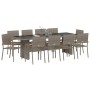 Conjunto de Comedor de Jardín 11 pcs Gris Poliratán