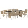 Conjunto de Comedor de Jardín 11 pcs Beige Poliratán