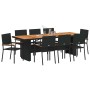 Conjunto de Comedor de Jardín 9 pcs Negro Poliratán