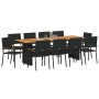 Conjunto de Comedor de Jardín 11 pcs Negro Poliratán