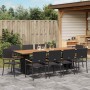 Conjunto de Comedor de Jardín 11 pcs Negro Poliratán