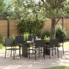 Conjunto de Comedor de Jardín 7 pcs Negro 190 x 80 x 75 cm