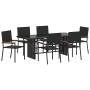 Conjunto de Comedor de Jardín 7 pcs Negro 190 x 80 x 75 cm