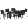 Conjunto de Comedor de Jardín 7 pcs Negro 190 x 80 x 75 cm