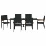Conjunto de Comedor de Jardín 7 pcs Negro 190 x 80 x 75 cm