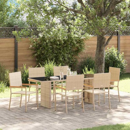 Conjunto de Comedor de Jardín 7 pcs Beige 190 x 80 x 75 cm