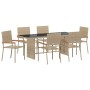 Conjunto de Comedor de Jardín 7 pcs Beige 190 x 80 x 75 cm