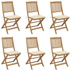 6 pcs folding garden chairs and solid acacia wood cushions by vidaXL, Garden chairs - Ref: Foro24-3074996, Price: 309,35 €, D...