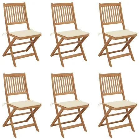 6 Stück klappbare Gartenstühle und Kissen aus massivem Akazienholz von vidaXL, Gartenstühle - Ref: Foro24-3074996, Preis: 309...
