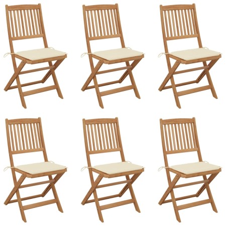 6 Stück klappbare Gartenstühle und Kissen aus massivem Akazienholz von vidaXL, Gartenstühle - Ref: Foro24-3074996, Preis: 308...