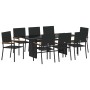 Conjunto de Comedor de Jardín 9 pcs Negro 190 x 80 x 75 cm