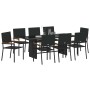 Conjunto de Comedor de Jardín 9 pcs Negro 190 x 80 x 75 cm
