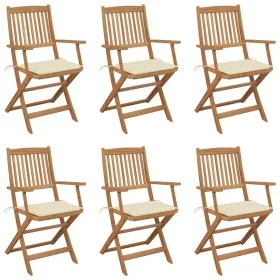 6 pcs folding garden chairs and solid acacia wood cushions by vidaXL, Garden chairs - Ref: Foro24-3074942, Price: 332,13 €, D...