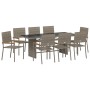 Conjunto de Comedor de Jardín 9 pcs Gris 190 x 80 x 75 cm
