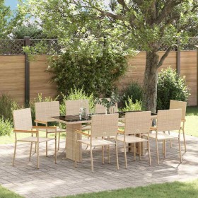 Conjunto de Comedor de Jardín 9 pcs Beige 190 x 80 x 75 cm