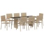 Conjunto de Comedor de Jardín 9 pcs Beige 190 x 80 x 75 cm