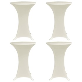 Mantel elástico para mesa alta 4 unidades color crema Ø60 cm