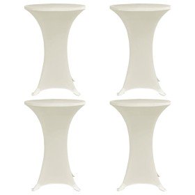 Mantel elástico para mesa alta 4 unidades color crema Ø60 cm Mantel elástico para mesa alta 4 unidades color crema Ø60 cm