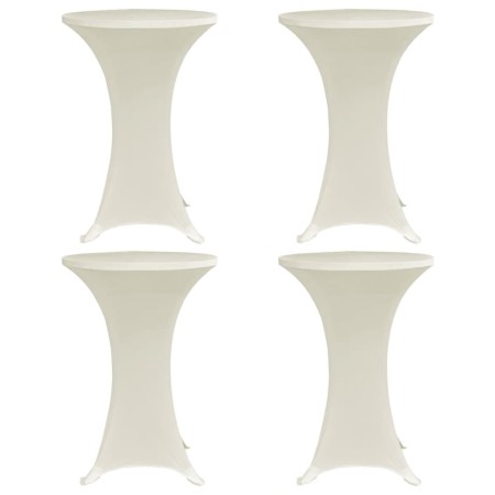 Mantel elástico para mesa alta 4 unidades color crema Ø60 cm
