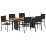 Conjunto de Comedor de Jardín 7 pcs Negro y Marrón