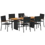 Conjunto de Comedor de Jardín 7 pcs Negro y Marrón