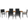 Conjunto de Comedor de Jardín 7 pcs Negro y Marrón