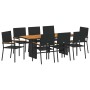 Conjunto de Comedor de Jardín 9 pcs Negro y Marrón
