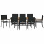 Conjunto de Comedor de Jardín 9 pcs Negro y Marrón