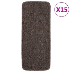 Alfombrillas de escalera 15 uds marrón rectangular 60x25 cm