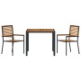 Conjunto de Comedor de Jardín 3 pcs Negro 90 x 90 x 75 cm