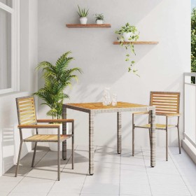 Conjunto de Comedor de Jardín 3 pcs Gris 90 x 90 x 75 cm