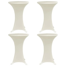 Mantel elástico para mesa alta 4 unidades color crema Ø80 cm