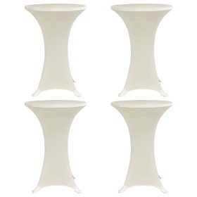 Mantel elástico para mesa alta 4 unidades color crema Ø80 cm Mantel elástico para mesa alta 4 unidades color crema Ø80 cm