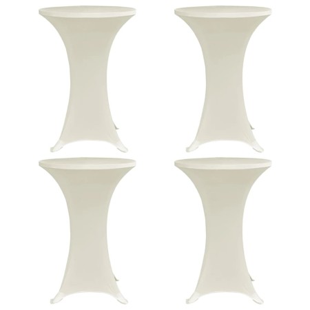 Mantel elástico para mesa alta 4 unidades color crema Ø80 cm