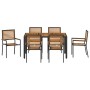 Conjunto de Comedor de Jardín 7 pcs Negro 150 x 90 x 75 cm