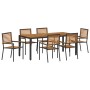 Conjunto de Comedor de Jardín 7 pcs Negro y Madera