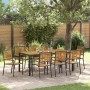 Conjunto de Comedor de Jardín 9 pcs Negro 190 x 90 x 75 cm